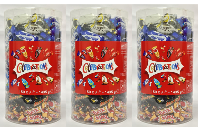 Mars Celebrations Chocolate Tub Assortment – 3 x 1435g Bulk Chocolate Tub Deal (Approx. 4.3kg Total)