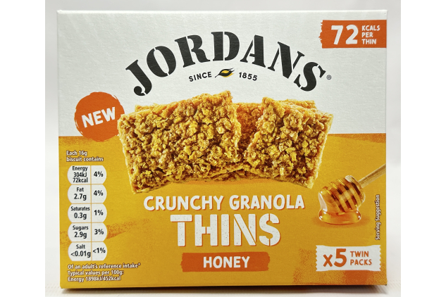 Jordans Crunchy Granola Thins Honey Snack Bars – 6 Boxes (30 Twin Packs) 960g Total