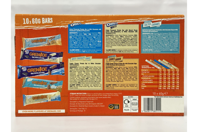 Grenade High Protein Low Sugar Bars Fan Favourites Selection Box – 10 x 60g