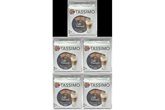 Tassimo Baileys Latte Macchiato Coffee Pods – 8 Drinks per Pack (Pack of 5)