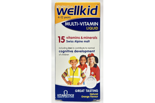Vitabiotics Wellkid Multivitamin Liquid for Children 4–12 Years – Orange Flavour – 150ml (Pack of 6)