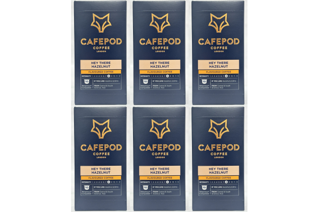 CafePod Hey There Hazelnut Flavoured Espresso Coffee Pods – Nespresso Compatible – Intensity 8 – 60 Capsules