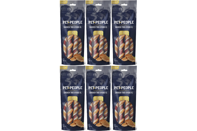 Pet People Chicken Trio Sticks XL Dog Treats | Natural Grain Free Chews | 6 x 240g Packs