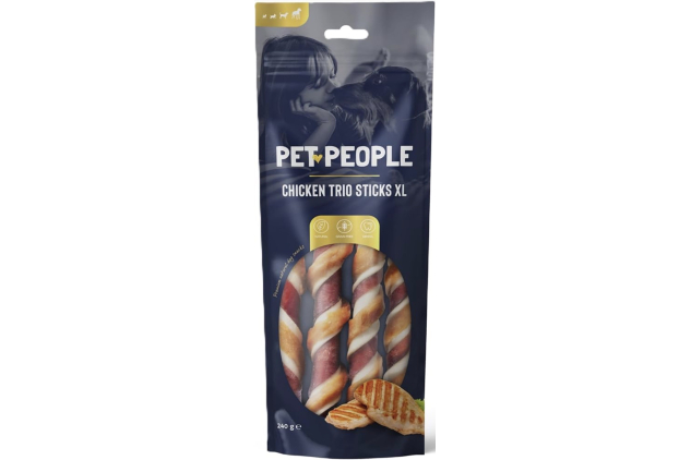 Pet People Chicken Trio Sticks XL Dog Treats | Natural Grain Free Chews | 6 x 240g Packs
