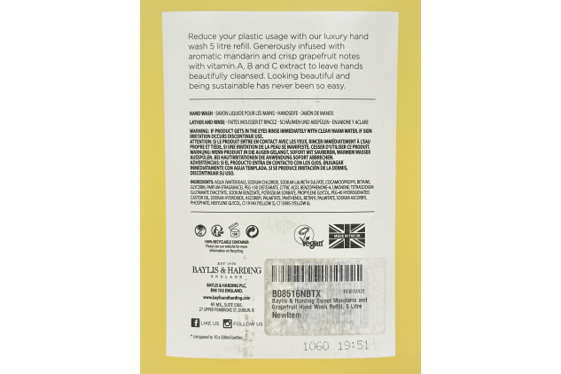 Baylis & Harding Sweet Mandarin & Grapefruit Hand Wash 5 Litre Refill | SEE DESCRIPTION