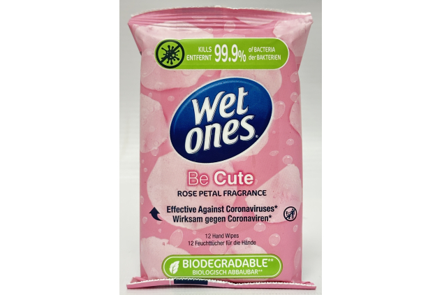 Wet Ones Be Cute Rose Petal Hand Wipes | 12 Packs x 12 Wipes | 144 Total Wipes