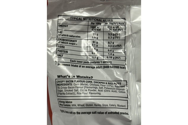 Walkers Wotsits Crispy Bacon Multipack Chickpea Crisps 6x16g