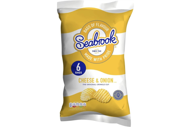Seabrook Cheese & Onion Crinkle Cut Potato Crisps 6 x 25g | Gluten Free Vegetarian Multipack