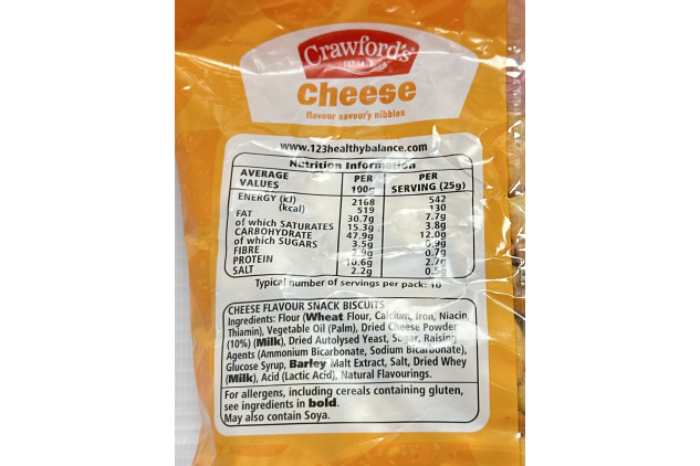 Crawford's Savouries Cheese Baked Snacks 250g