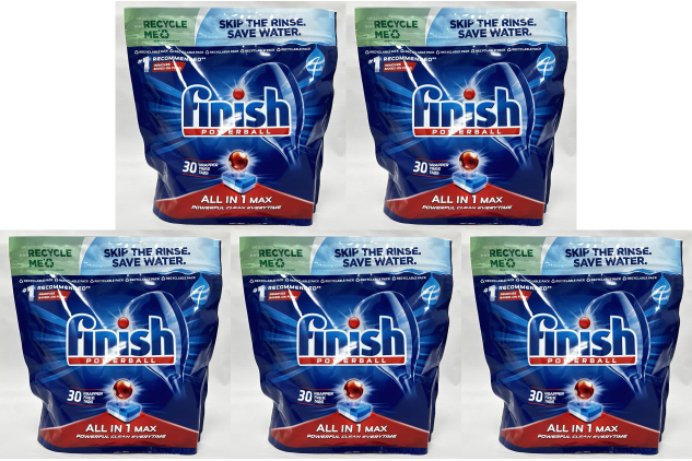 Finish Powerball All in 1 Max Dishwasher Tablets – Original | 150 Tablets (5 x 30 Tabs)