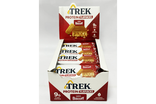 TREK Protein Flapjack Biscoff Oat Bars | Plant-Based Snack Bars 16 x 50g