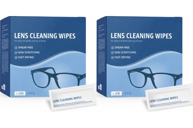 Lens Cleaning Wipes Individually Wrapped Smear-Free Optical Wipes | 200 Wipes x 2 Packs (400 Total)