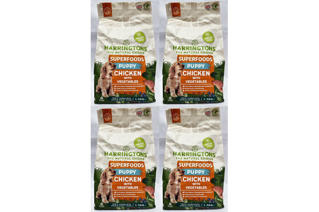 Harringtons Superfoods Grain Free Puppy Food Chicken with Vegetables | Dry Dog Food | 1.7kg x 4