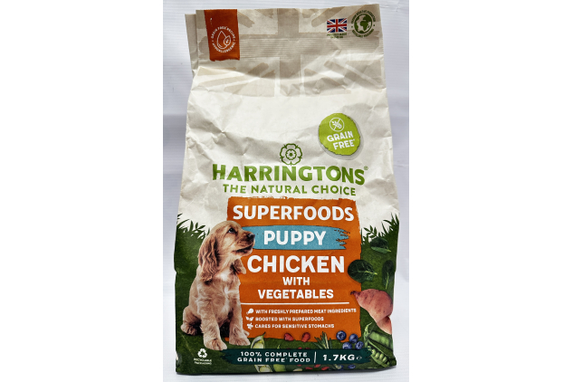Harringtons Superfoods Grain Free Puppy Food Chicken with Vegetables | Dry Dog Food | 1.7kg x 4