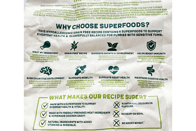 Harringtons Superfoods Grain Free Puppy Food Chicken with Vegetables | Dry Dog Food | 1.7kg x 4