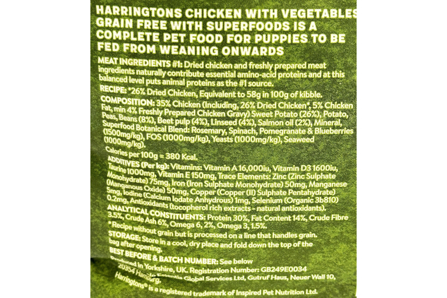 Harringtons Superfoods Grain Free Puppy Food Chicken with Vegetables | Dry Dog Food | 1.7kg x 4