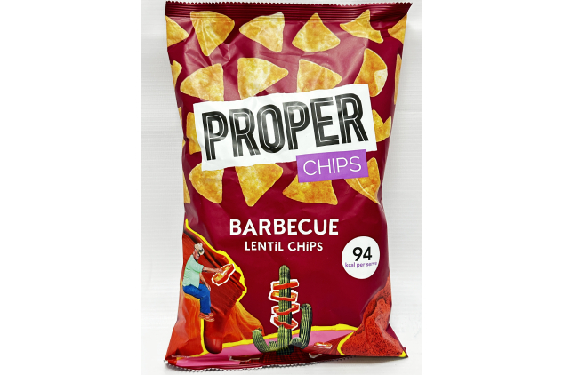 PROPER Barbecue Lentil Chips, Vegan, Gluten Free Snacks, Sharing Bags - 85g Pack