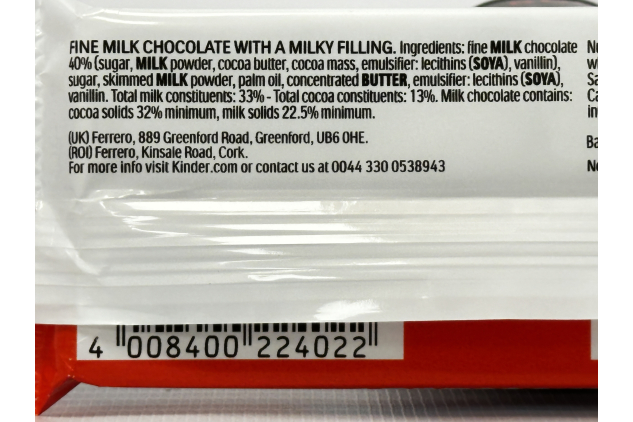 Kinder Chocolate Medium Bars Milk Chocolate 24 x 21g (12 Packs of 2 Bars)