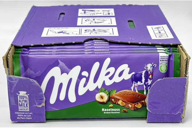Milka Hazelnut Milk Chocolate Bars 24 x 90g (Total 2.16kg Bulk Pack)