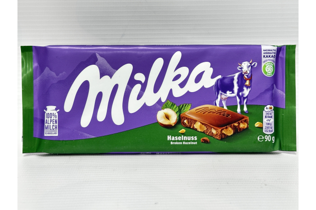 Milka Hazelnut Milk Chocolate Bars 24 x 90g (Total 2.16kg Bulk Pack)