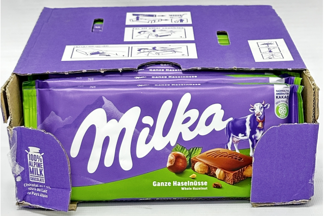 Milka Whole Hazelnut Milk Chocolate Bars 17 x 95g (Total 1.615kg Bulk Pack)