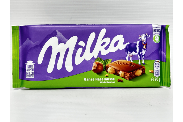 Milka Whole Hazelnut Milk Chocolate Bars 17 x 95g (Total 1.615kg Bulk Pack)