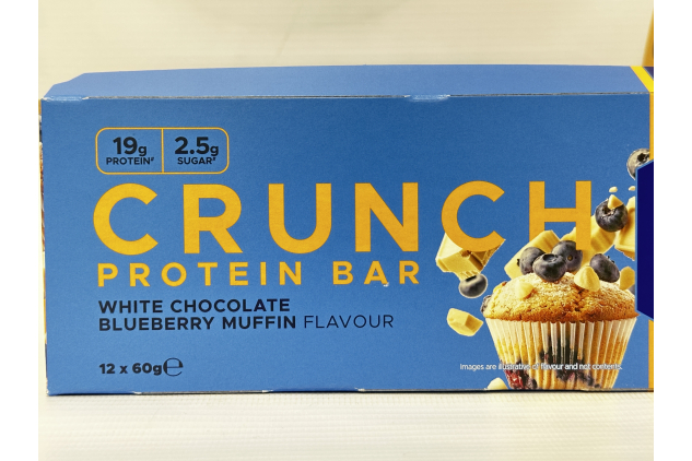 USN CRUNCH Protein Bars White Chocolate Blueberry Muffin Flavour 12 x 60g