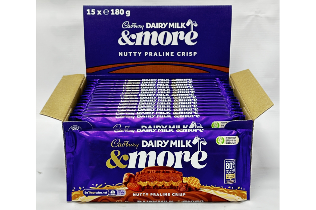 Cadbury Dairy Milk & More Nutty Praline Crisp Chocolate Bars 15 x 180g