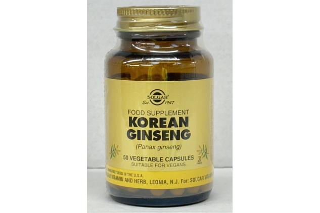 Solgar Korean Ginseng Vegetable Capsules 50 Pack Vegan Gluten Free
