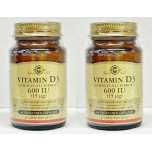 Solgar Vitamin D3 600 IU 15µg Vegetable Capsules 2 x 60 Pack