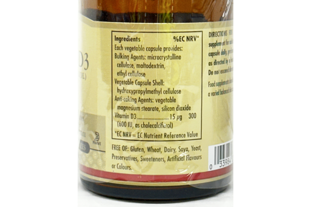 Solgar Vitamin D3 600 IU 15µg Vegetable Capsules 2 x 60 Pack