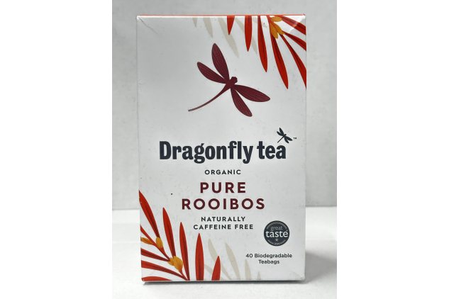 Dragonfly Tea Organic Pure Rooibos Tea 40 Biodegradable Tea Bags Naturally Caffeine Free