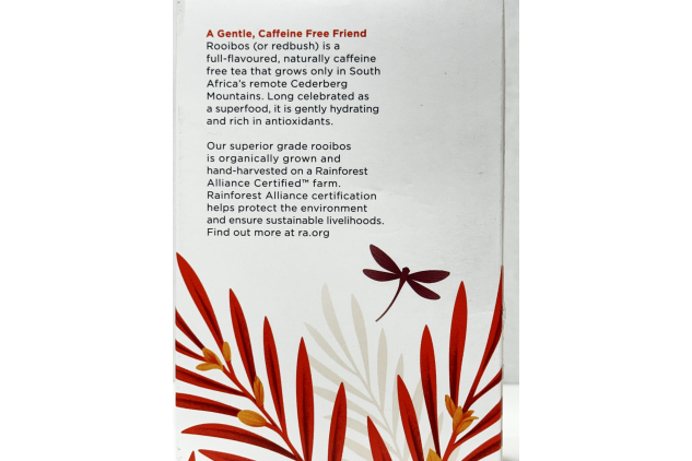 Dragonfly Tea Organic Pure Rooibos Tea 40 Biodegradable Tea Bags Naturally Caffeine Free