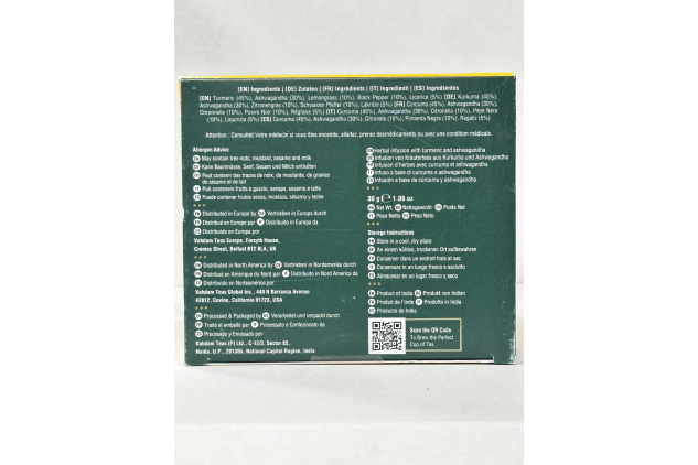 VAHDAM India Turmeric Ashwagandha Herbal Tea Bags 15 Count Caffeine Free Herbal Infusion