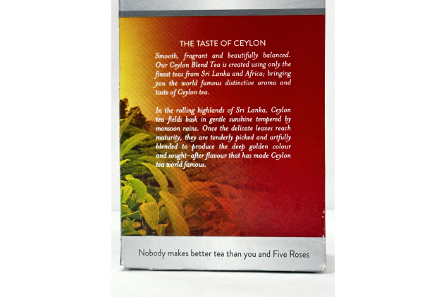 Five Roses Ceylon Blend Tea 26 Tea Bags Smooth Rich and Aromatic Black Tea