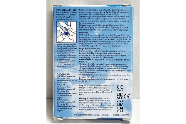 EarPlanes Plus Adult Earplugs 3 Pairs Flight Pressure Relief