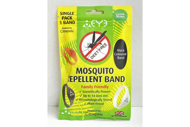 Mosquito Repellent Band Large 202mm Black DEET Free Family Friendly Wristband