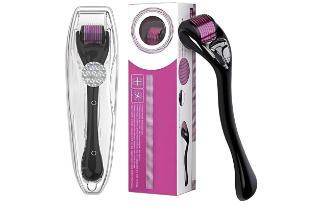 Derma Roller, Anti Ageing Men Beard Roller, 540 Titanium Micro Needling Roller