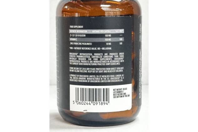 Grassberg Immu Boost 60 Capsules with Beta Glucan Vitamin C and Zinc