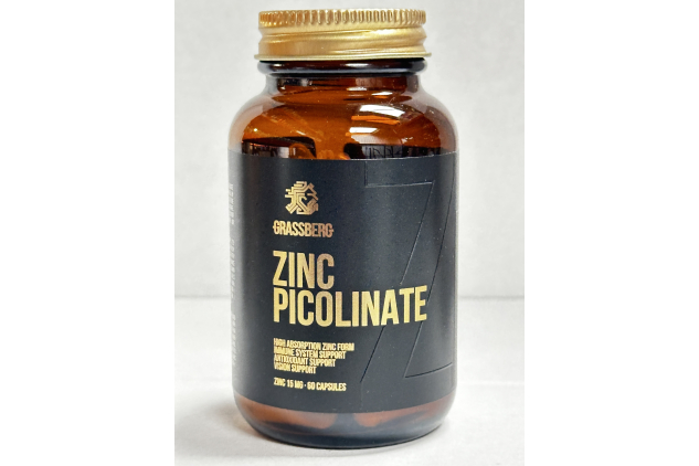 Grassberg Zinc Picolinate 15mg 60 Capsules Zinc Food Supplement