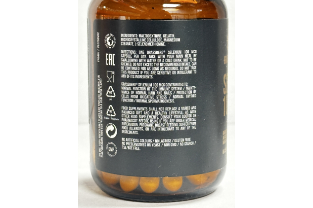 Grassberg Selenium 100mcg 60 Capsules Food Supplement