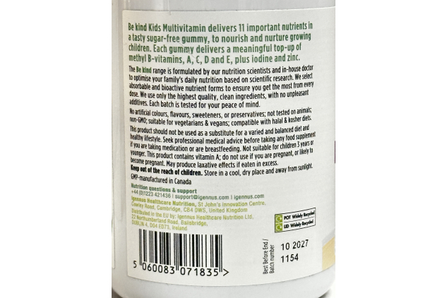 Igennus Be Kind Kids Multivitamin 90 Sugar Free Gummies Mixed Berry Flavour Vegan