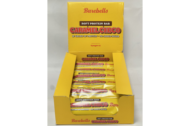 Barebells Caramel Choco Soft Protein Bars – Chocolate Coated High Protein Snack Bars | 12 x 55g | PAST BBE