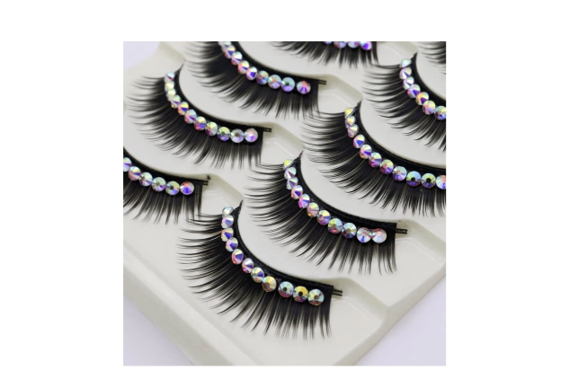 False Eyelashes, 5 Pairs of 3D Fake Lashes, Natural Look, Colourful False Eyelashes, Fluffy False Eyelashes for Work, Dating, Party, Cosplay
