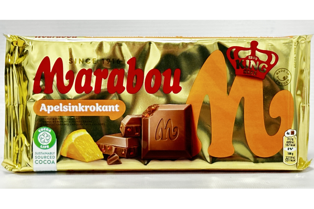 Marabou Orange Flavoured Milk Chocolate Bar 220g Apelsinkrokant