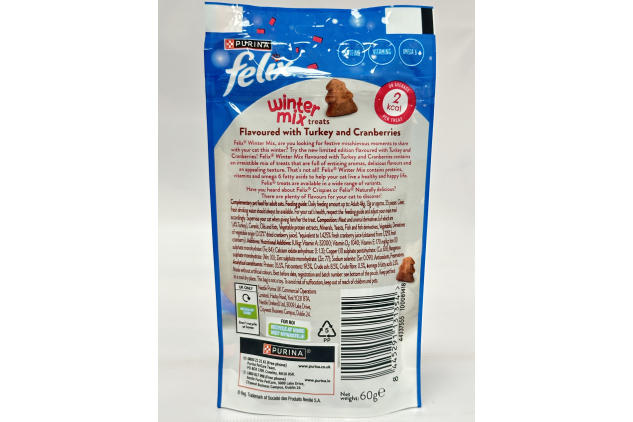 Felix Winter Mix Cat Treats Turkey & Cranberry | 8 x 60g Packs