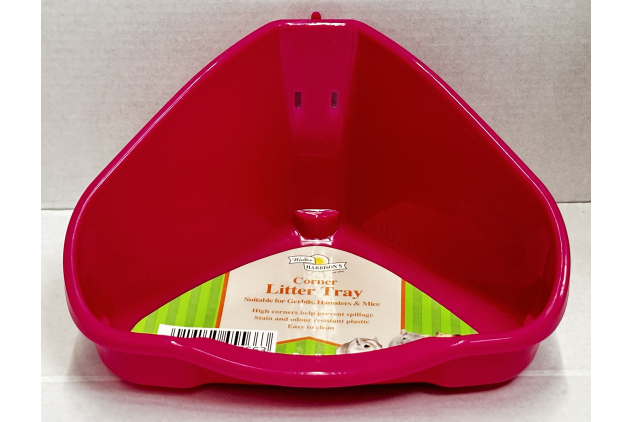 Walter Harrison Corner Litter Tray Small 16cm Pink for Gerbils Hamsters & Mice