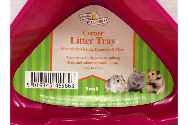 Walter Harrison Corner Litter Tray Small 16cm Pink for Gerbils Hamsters & Mice
