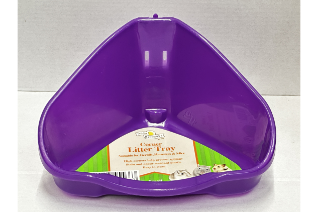 Walter Harrison Corner Litter Tray Small 16cm Purple for Gerbils Hamsters & Mice