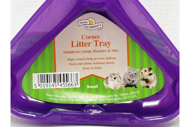 Walter Harrison Corner Litter Tray Small 16cm Purple for Gerbils Hamsters & Mice